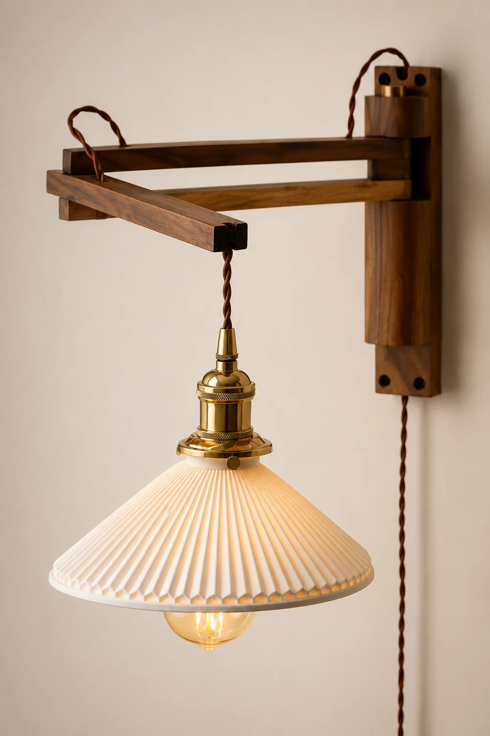 Walnut Swing Arm Wall Lamp - Lumpaz