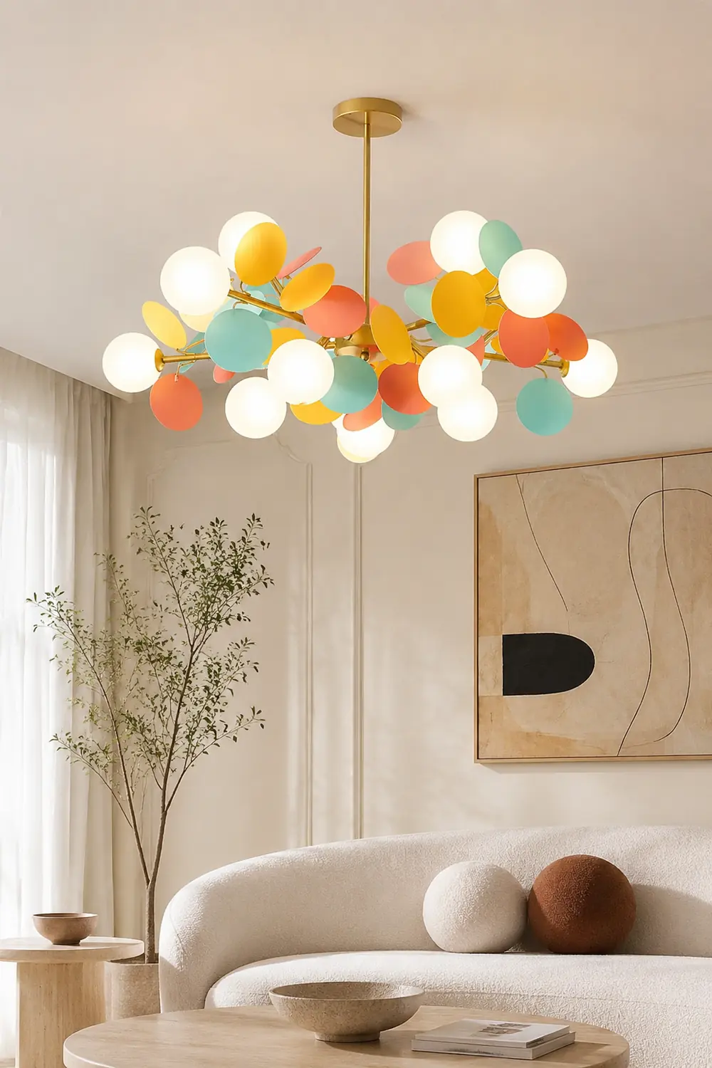 Nordic Multicolored Flower Branch Living Room Chandelier - Lumpaz