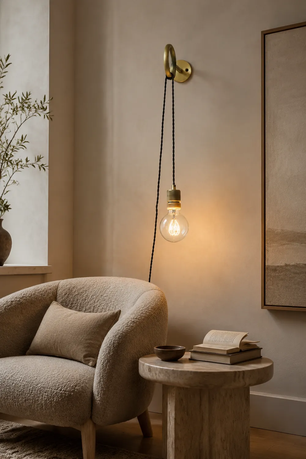 Loop Minimalist Wall Light With Wall Socket - Lumpaz