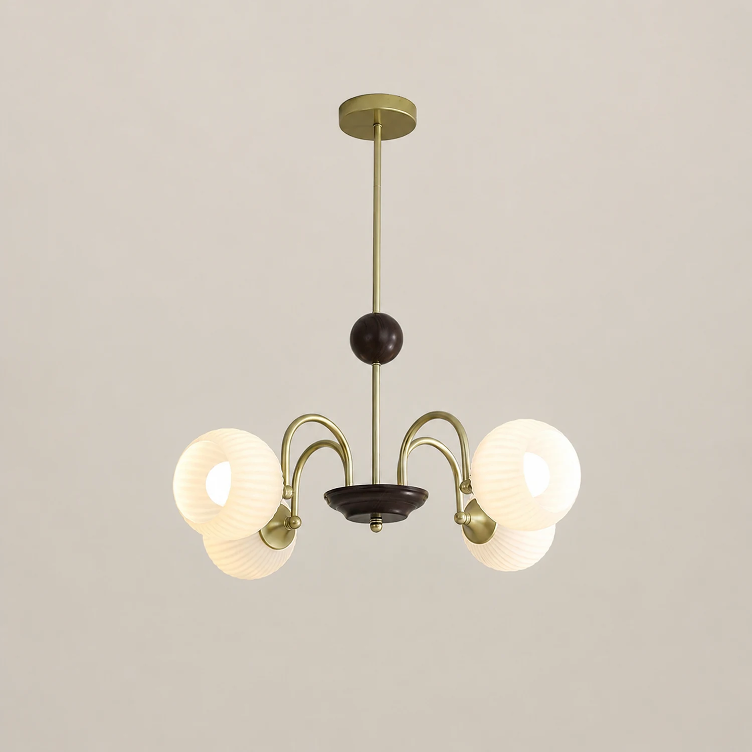 Contemporary Cream Ribbed Glass Chandelier - Lumpaz