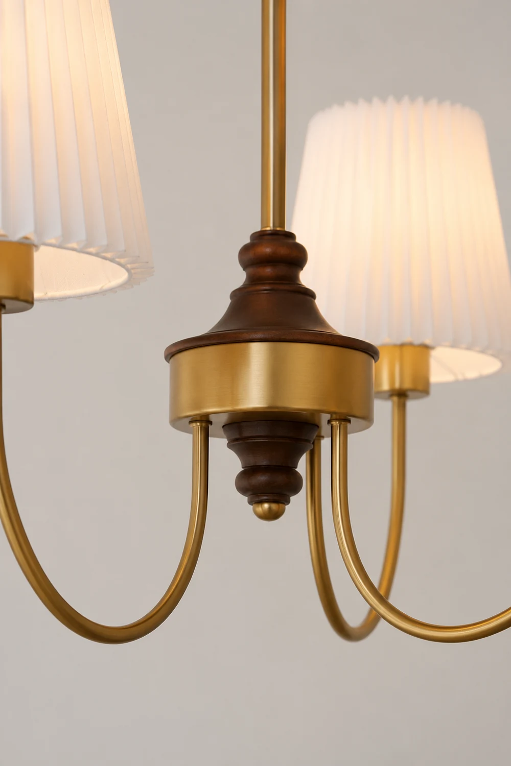 Vintage Pleated Pendant Lampshade Brass Dining Room Chandelier - Lumpaz