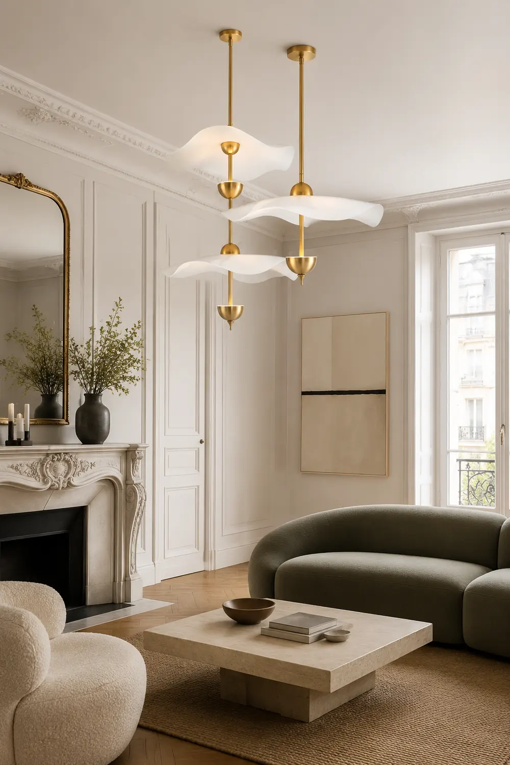 Art Deco Gold Metal Lotus Led Light Fixtures Chandeliers - Lumpaz