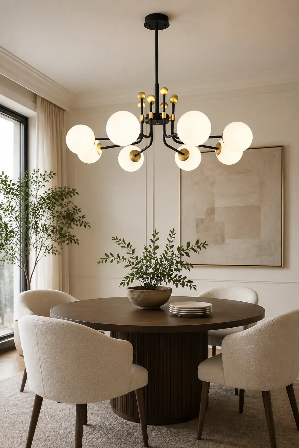 Black Gold Sputnik Chandelier Modern Pendant Light - Lumpaz