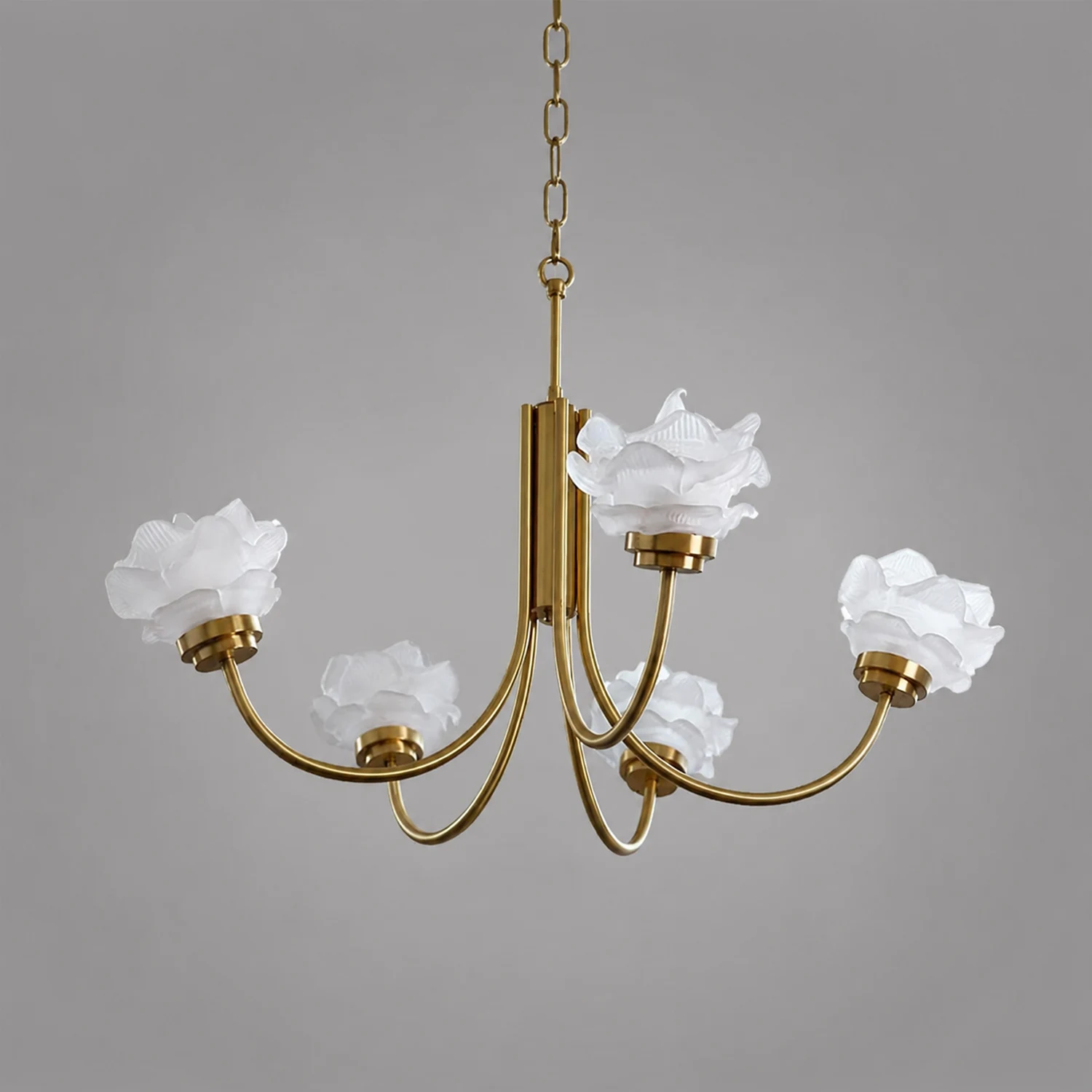 3 Heads French Simple Chandelier Vintage Rose Flower Glass Chandeliers - Lumpaz