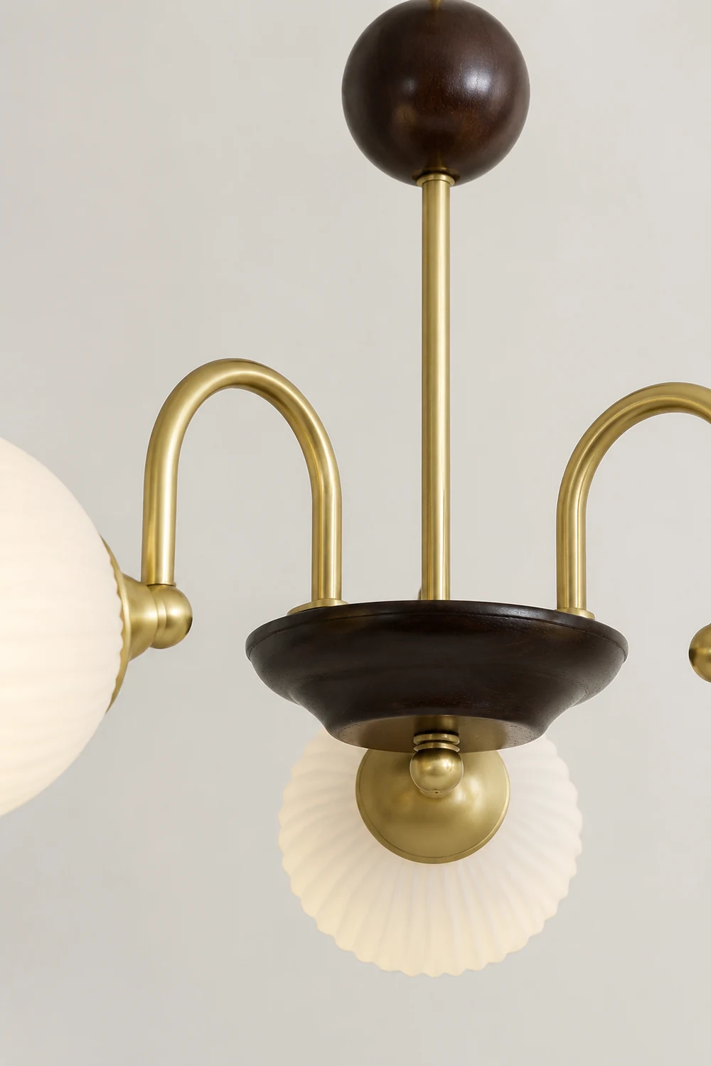 Contemporary Cream Ribbed Glass Chandelier - Lumpaz