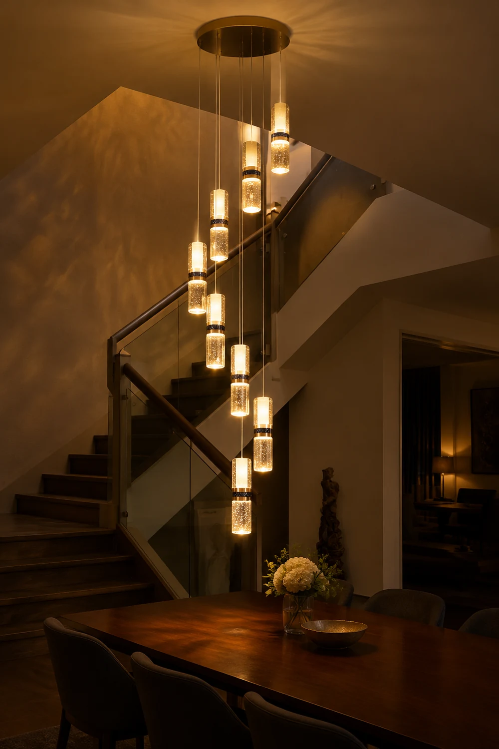 Luxury Crystal Staircase Long Chandelier - Lumpaz