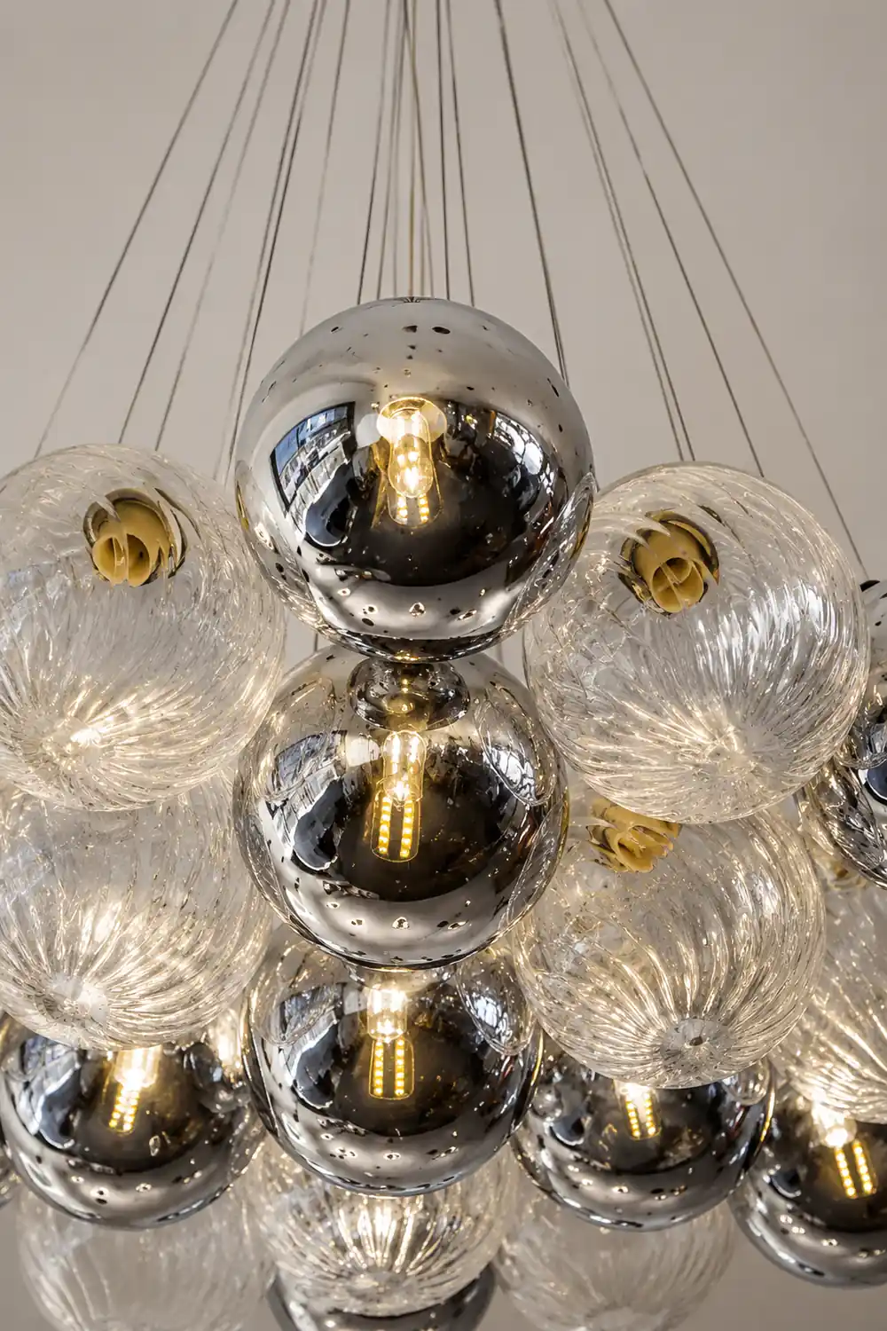 Grey Bubble Glass Ball LED Chandelier - Lumpaz