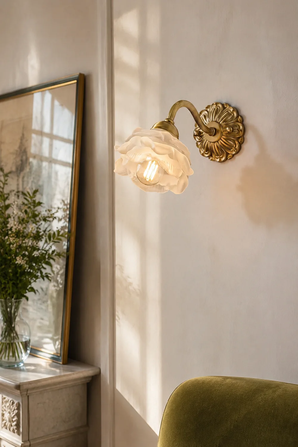 Brass Rose Wall Light - Lumpaz