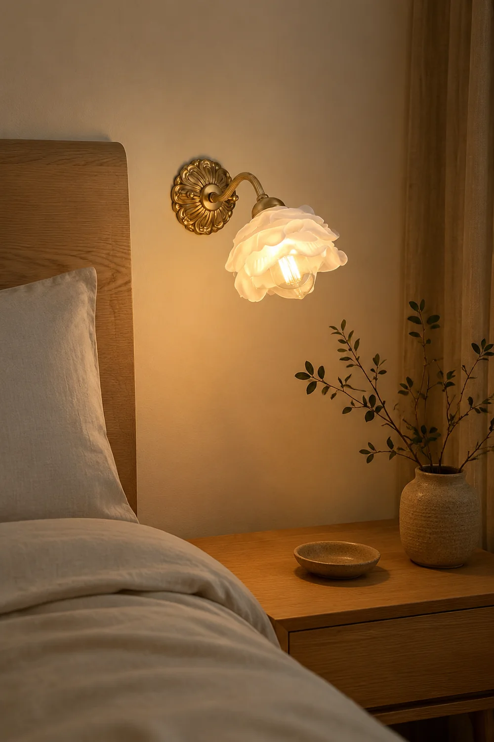 Brass Rose Wall Light - Lumpaz