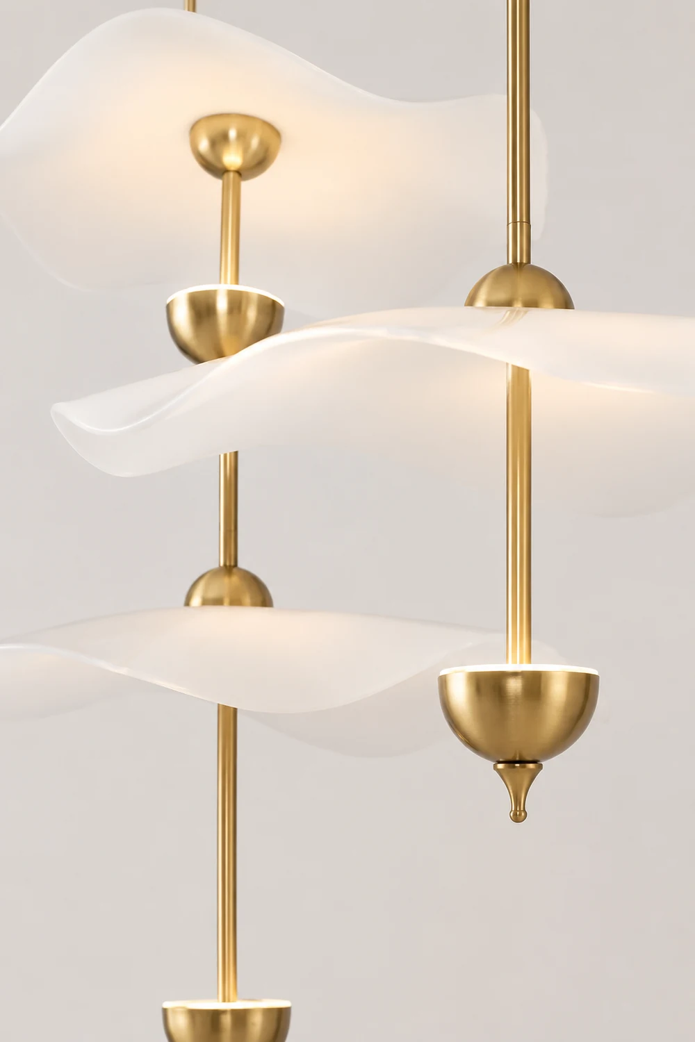 Art Deco Gold Metal Lotus Led Light Fixtures Chandeliers - Lumpaz