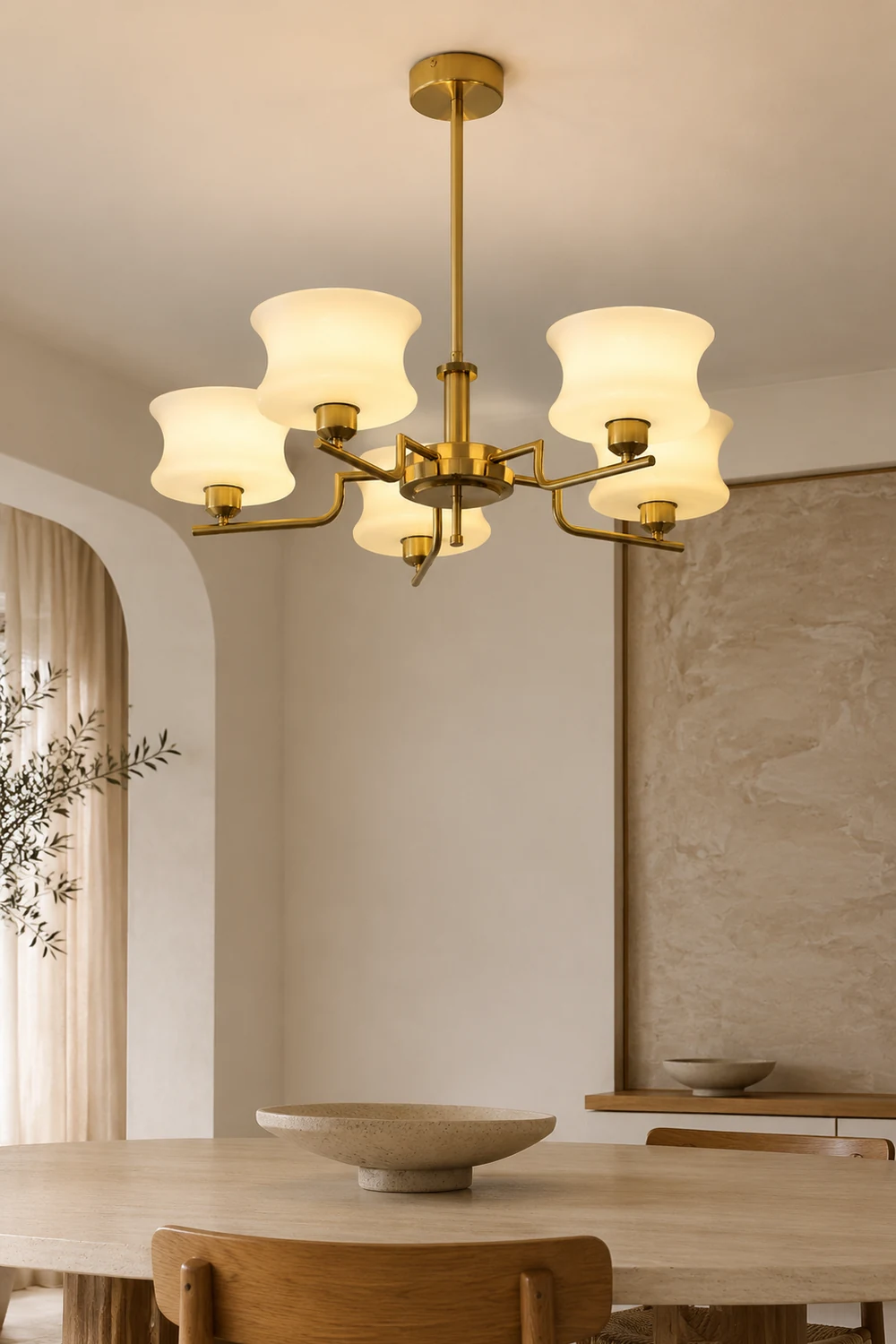 Nordic Belue Brass Glass Chandelier For Dining Room - Lumpaz