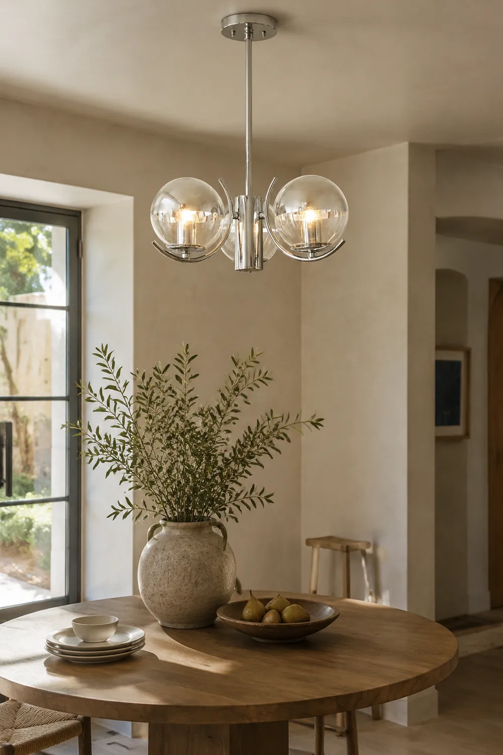 Modern Silver Glass Space Ball Chandelier - Lumpaz