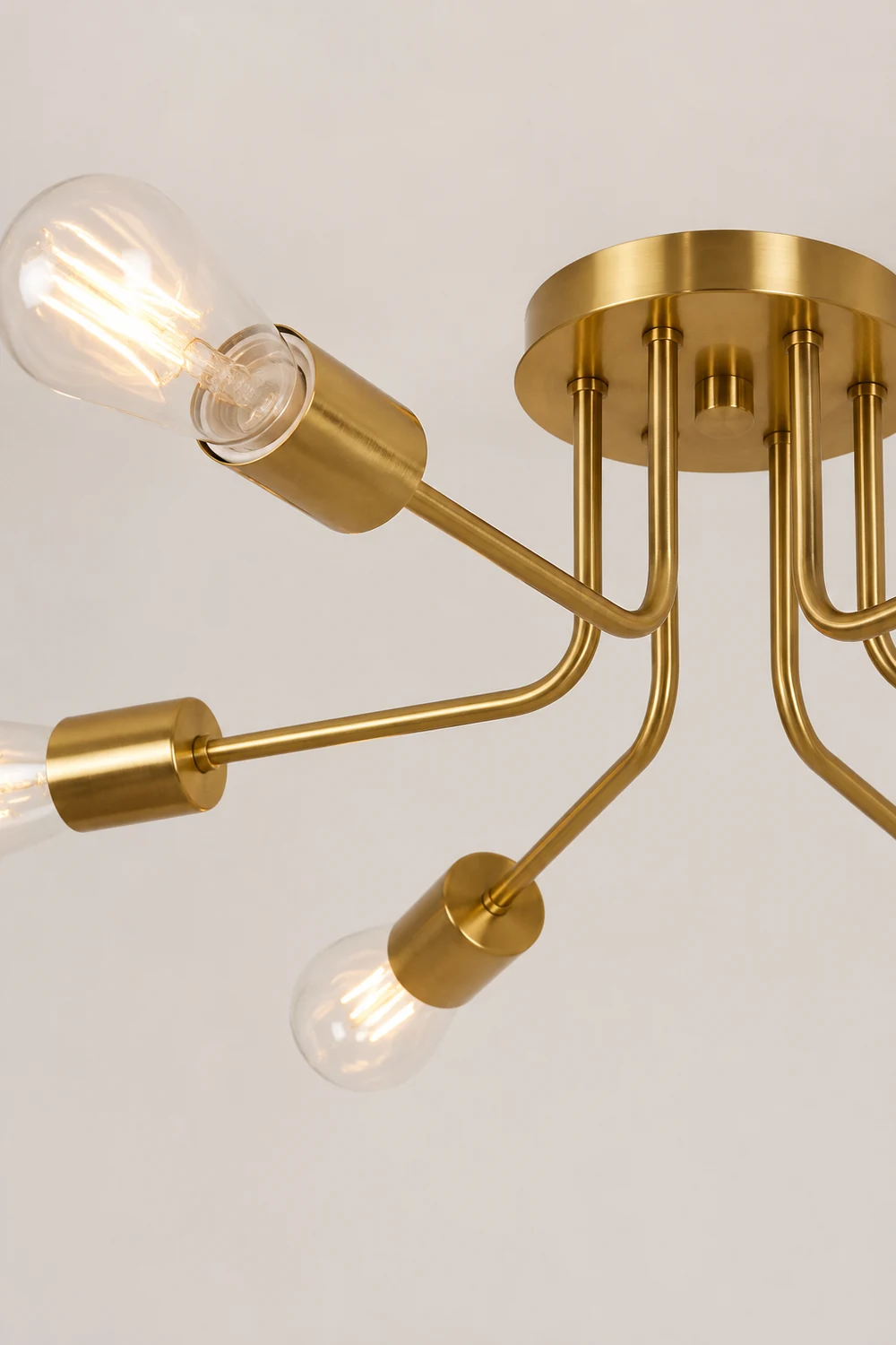 Modern 6-Light Gold Glass Semi Flush Chandelier - Lumpaz