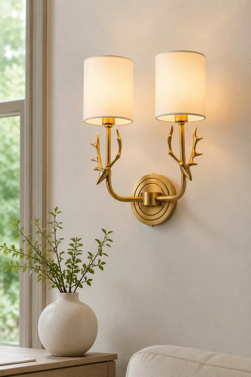 Brass Deer Head Wall Light - Lumpaz