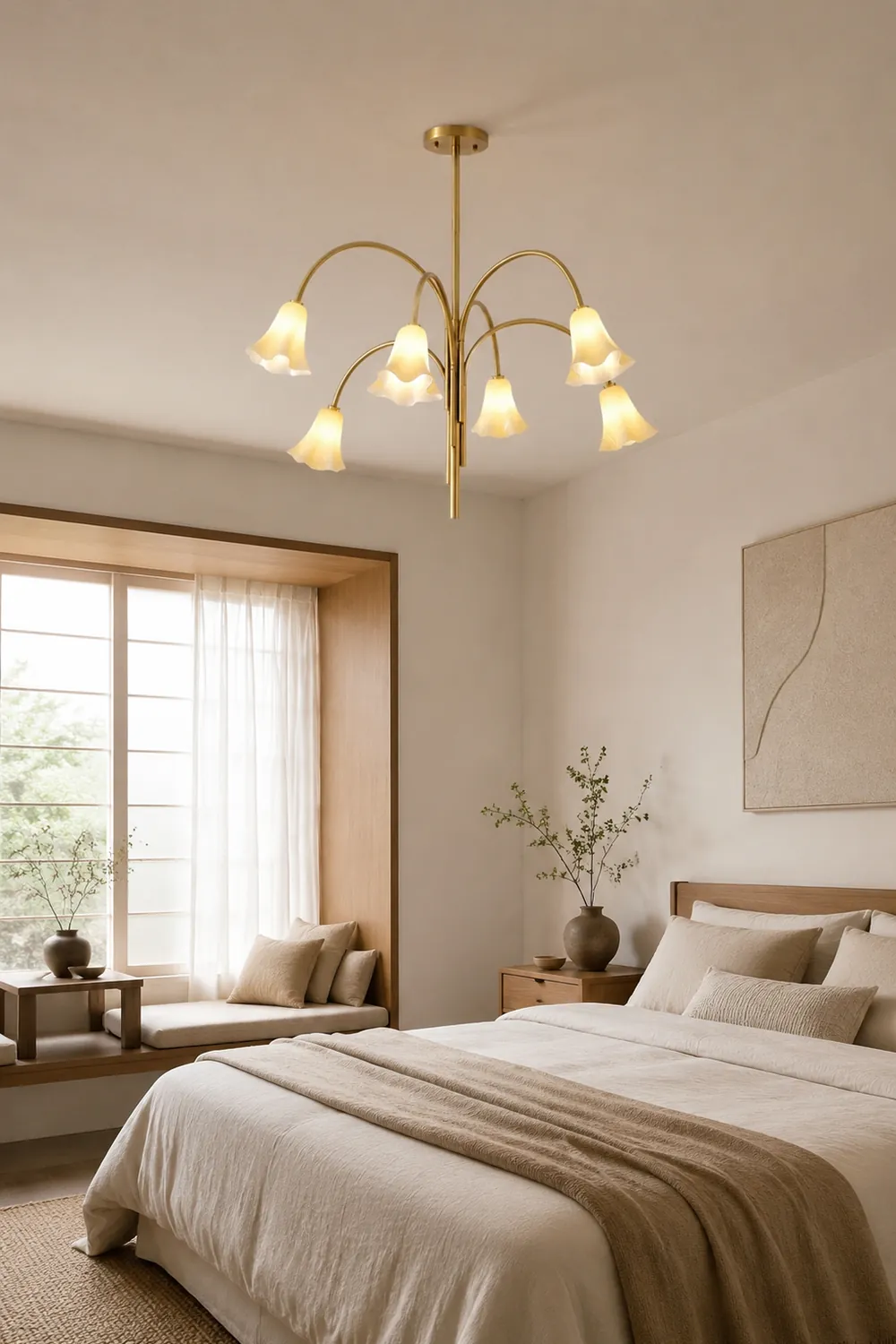 French Vintage Glass Flower Bedroom Chandelier Bauhaus Chandeliers - Lumpaz