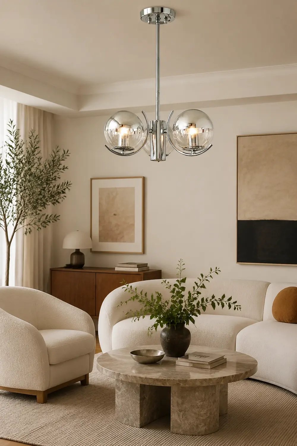 Modern Silver Glass Space Ball Chandelier - Lumpaz