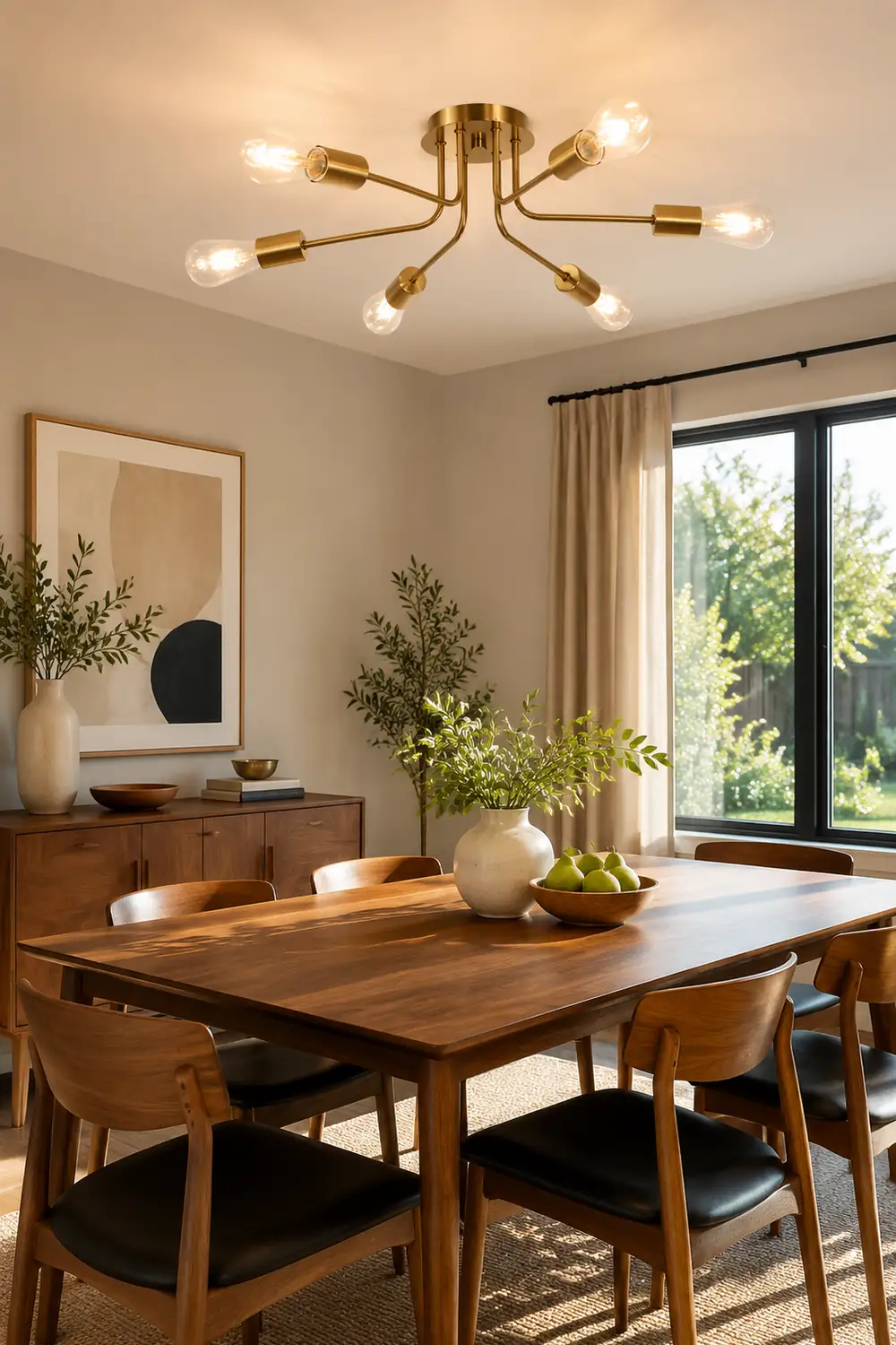 Modern 6-Light Gold Glass Semi Flush Chandelier - Lumpaz
