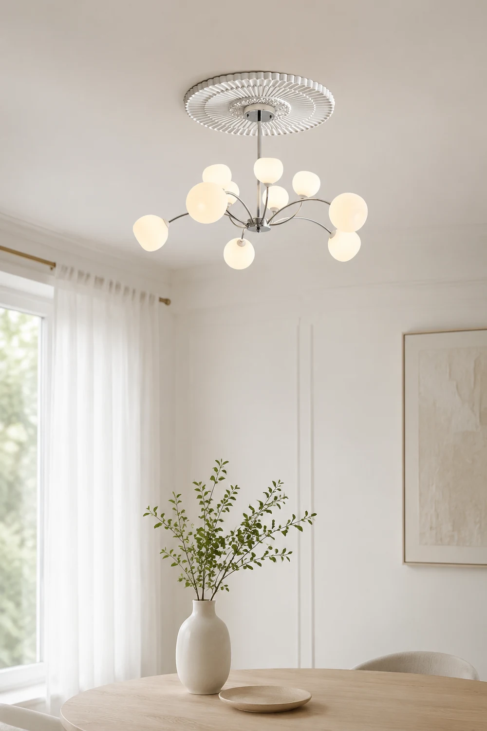 White Glass Globe Sputnik Shape Chandelier - Lumpaz