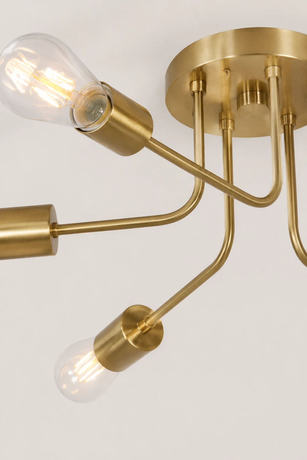 Modern 6-Light Gold Glass Semi Flush Chandelier - Lumpaz