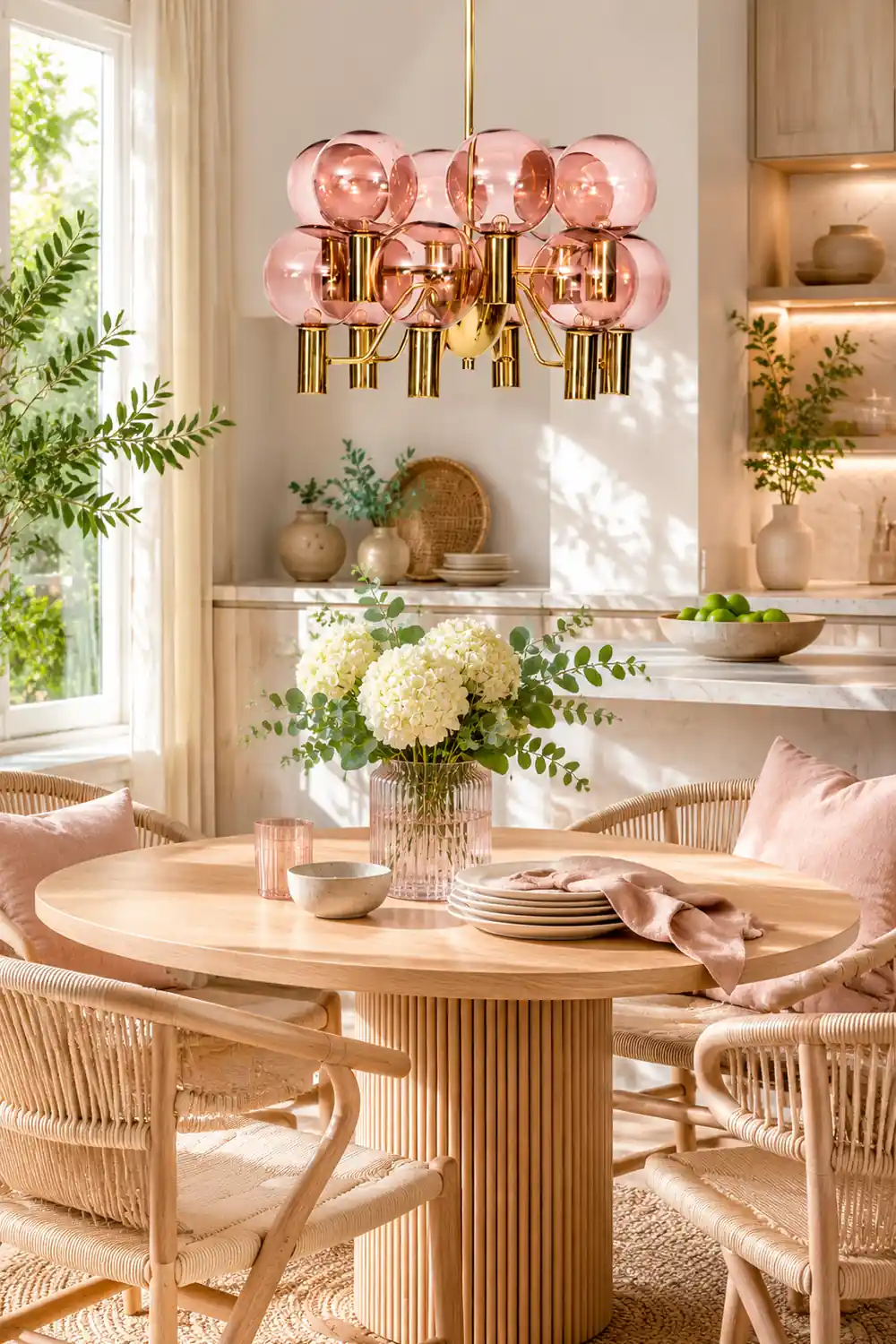 Contemporary Pink Glass 12-Bulb Decorative Chandelier - Lumpaz