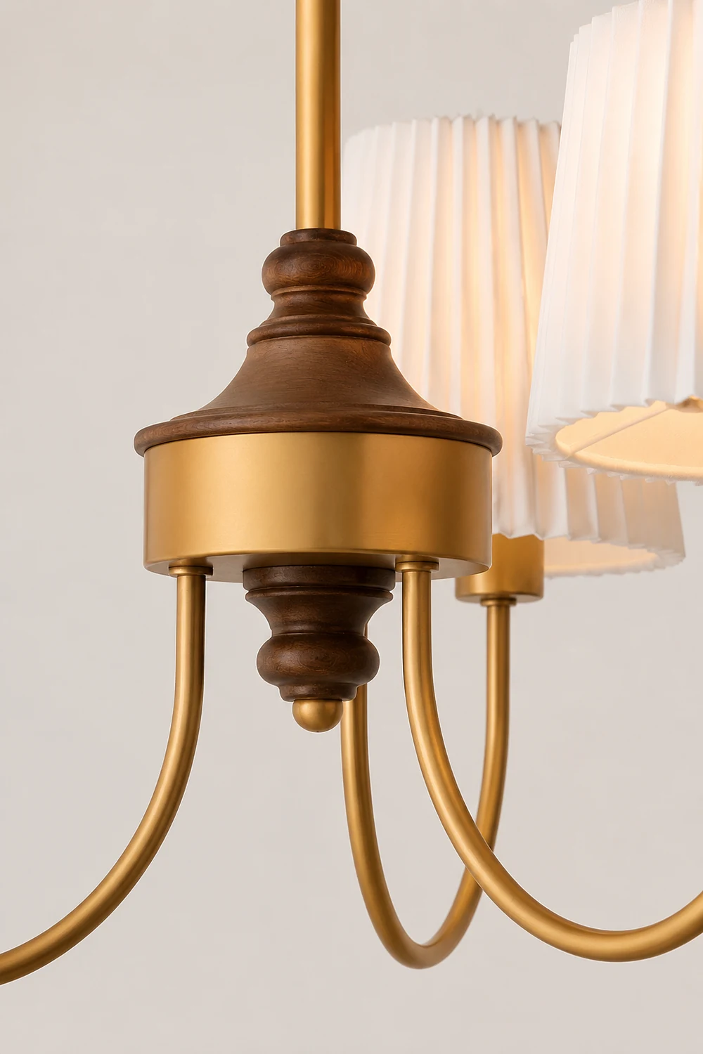 Vintage Pleated Pendant Lampshade Brass Dining Room Chandelier - Lumpaz