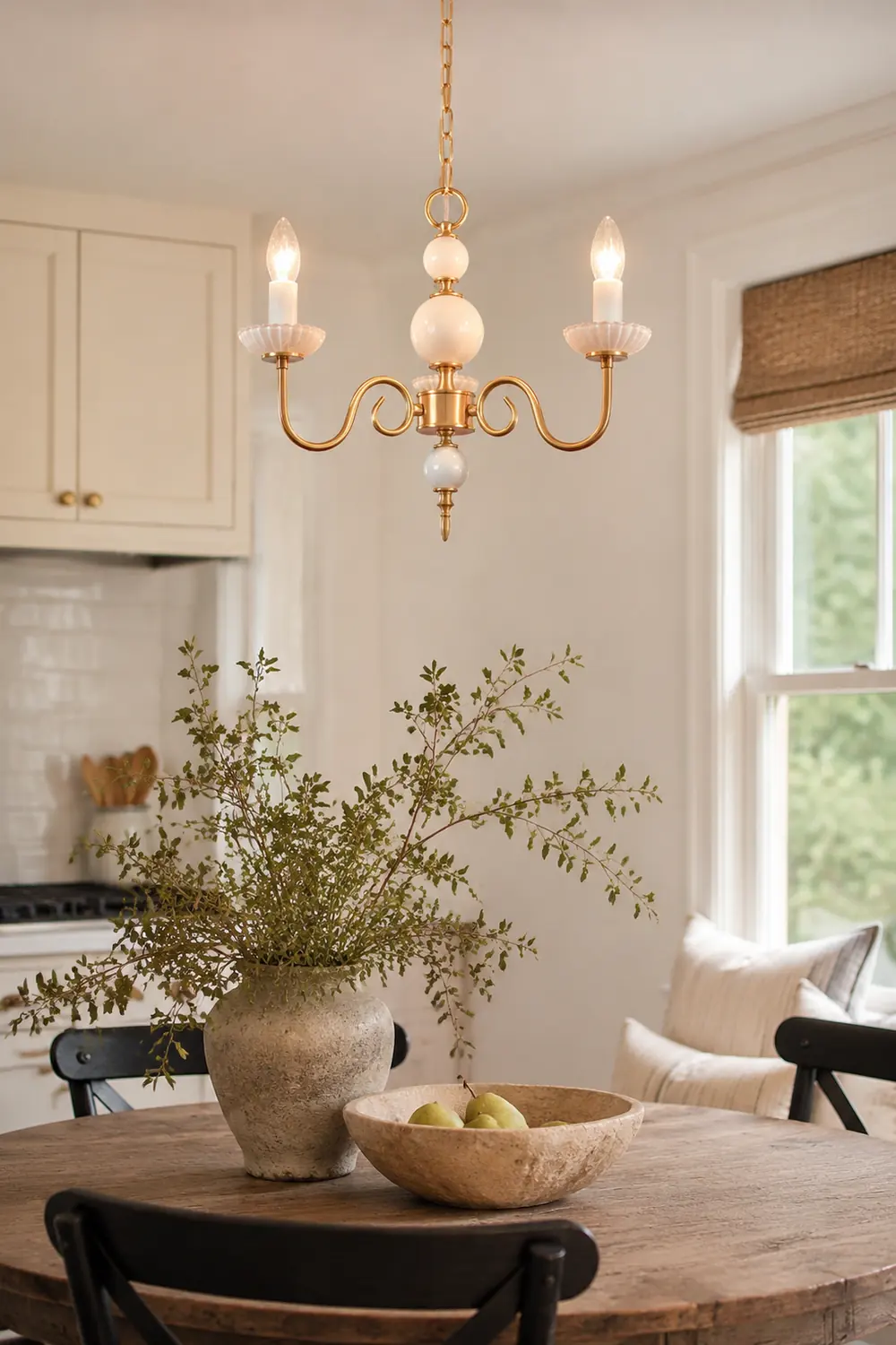 Vintage Metal Chandelier Lamp Cream Glass Chandelier - Lumpaz
