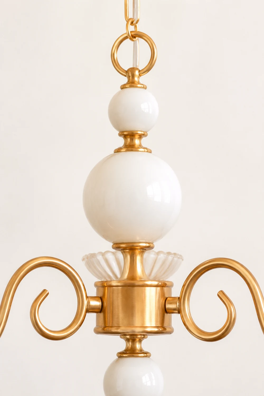 Vintage Metal Chandelier Lamp Cream Glass Chandelier - Lumpaz