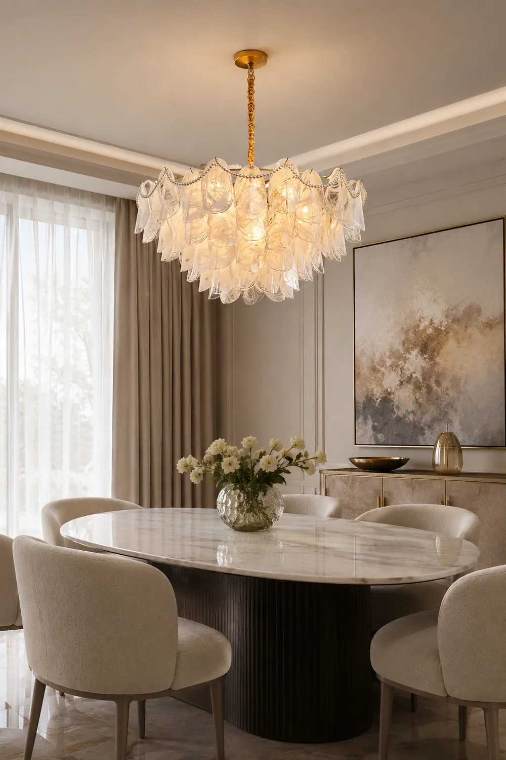 Contemporary Cloud-Inspired Frosted Glass Living Room Chandelier - Lumpaz