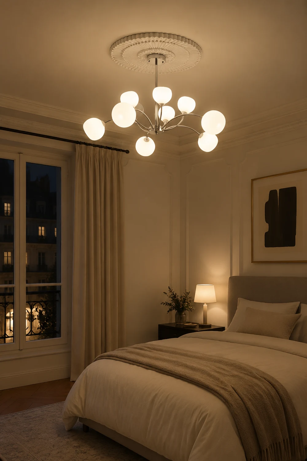 White Glass Globe Sputnik Shape Chandelier - Lumpaz