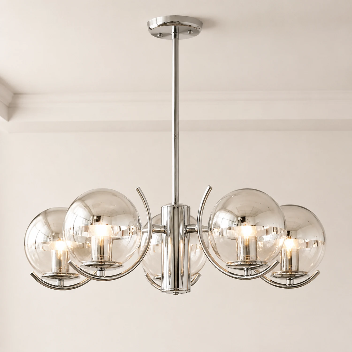 Modern Silver Glass Space Ball Chandelier - Lumpaz