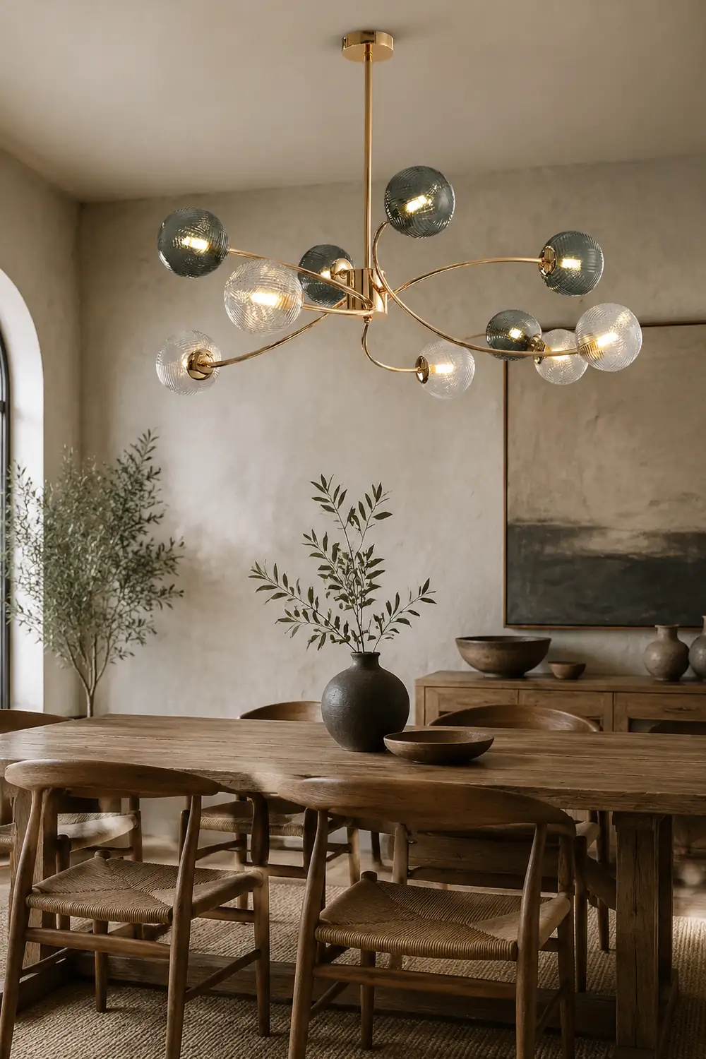 Modern Iron Glass Gold LED Pendant Farmhouse Ceiling Light - Lumpaz