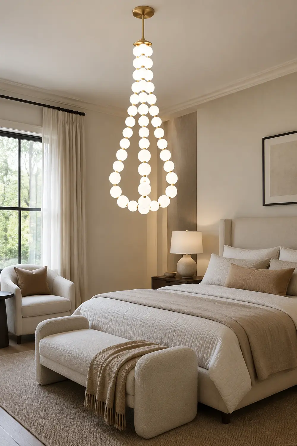 Art Deco White Bubble LED Chandelier For Staircase - Lumpaz