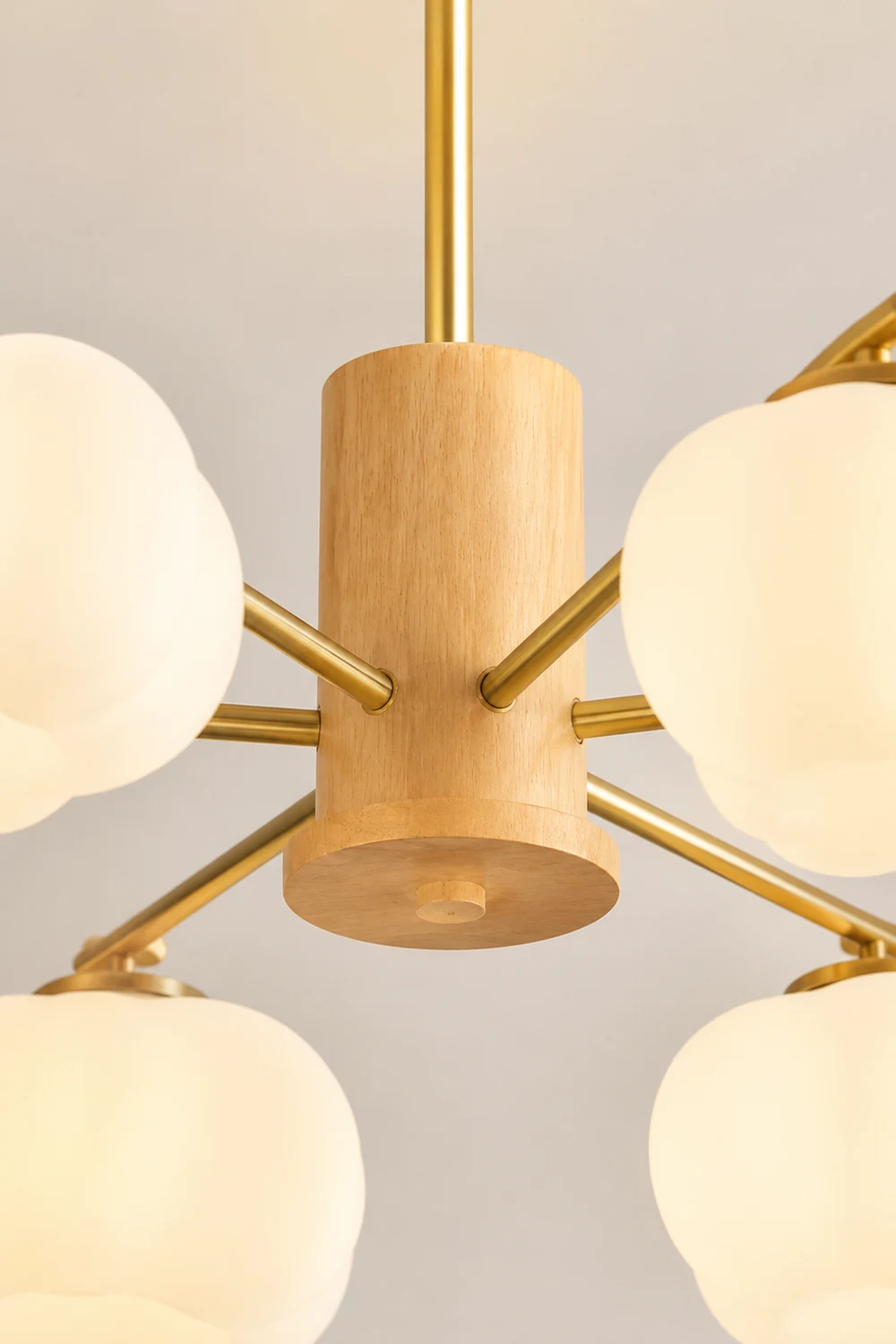Cream Style Wooden Cotton Balls Chandelier For Living Room - Lumpaz