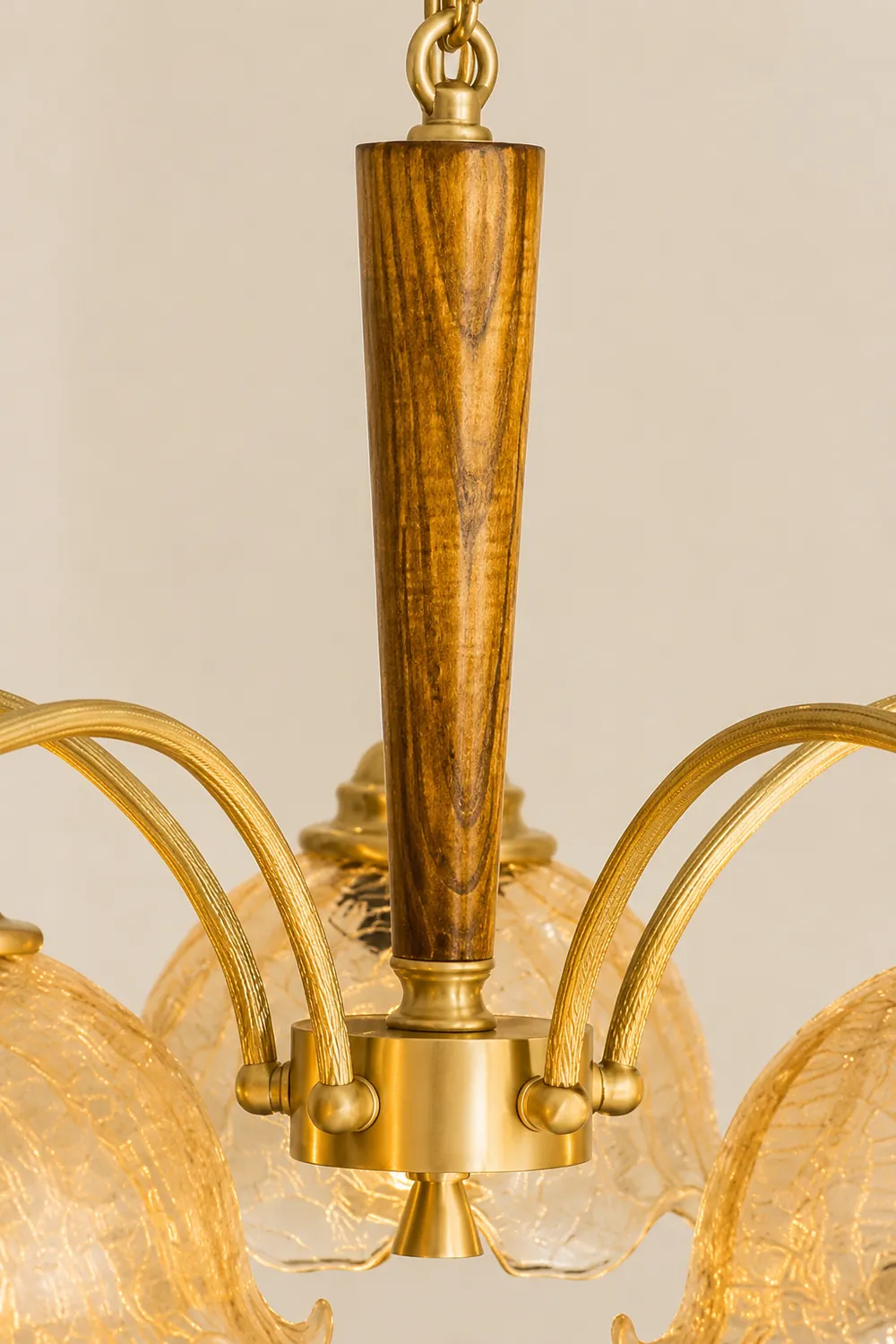 Mid Century Petals All Copper Log Glass Chandelier - Lumpaz