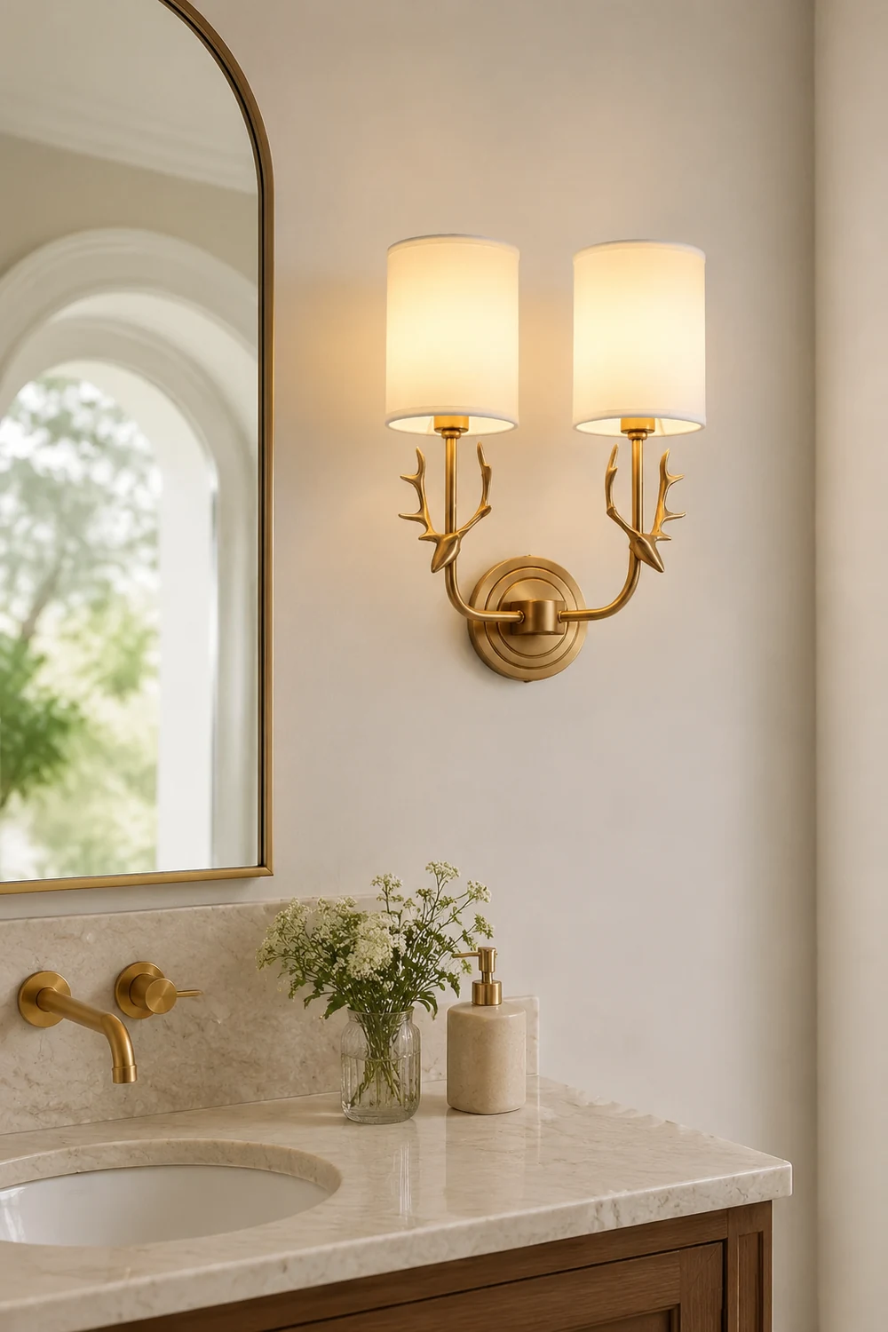 Brass Deer Head Wall Light - Lumpaz