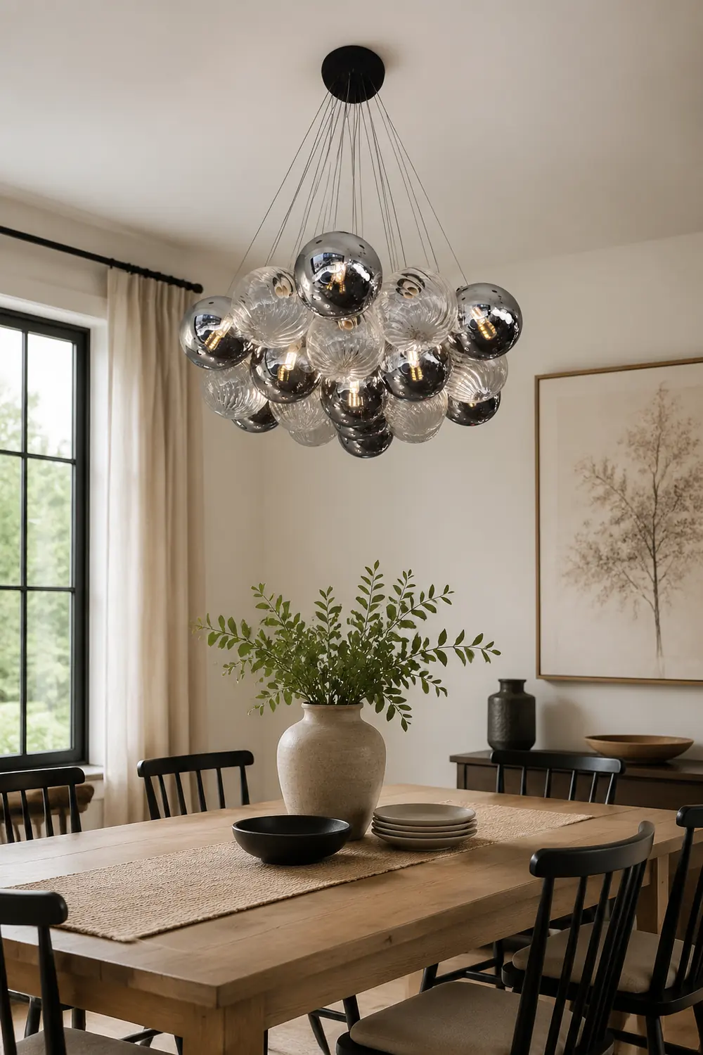 Grey Bubble Glass Ball LED Chandelier - Lumpaz