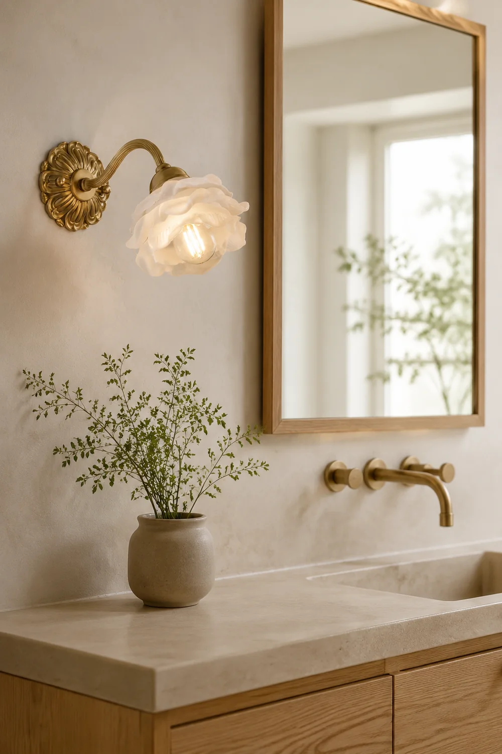 Brass Rose Wall Light - Lumpaz