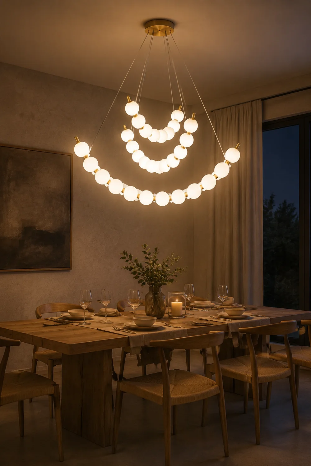Unique Pearl Design White Ball LED Necklace Chandelier - Lumpaz