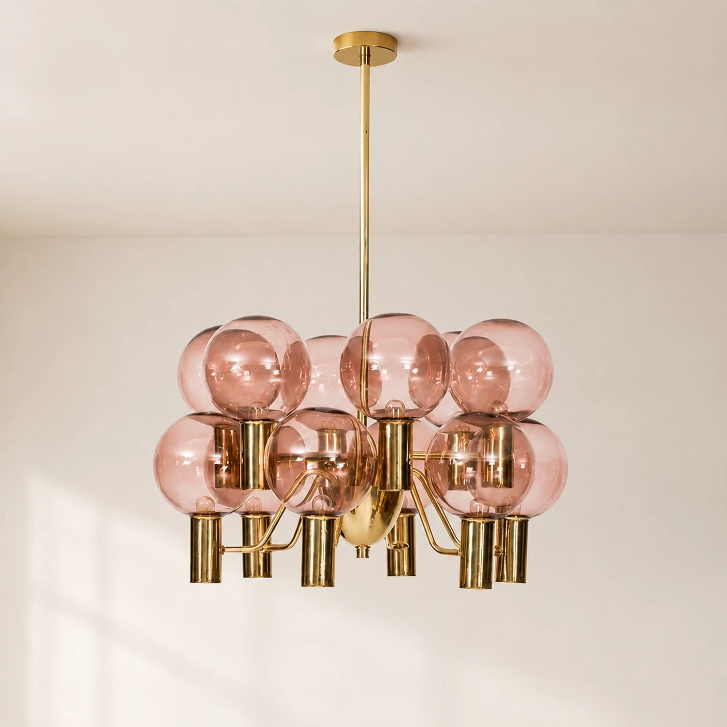 Contemporary Pink Glass 12-Bulb Decorative Chandelier - Lumpaz