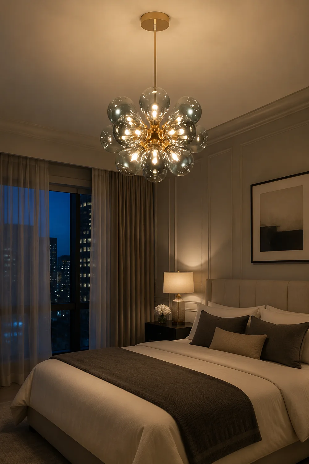 Design Bubble Glass Globe Sputnik Chandelier for Dining Room - Lumpaz