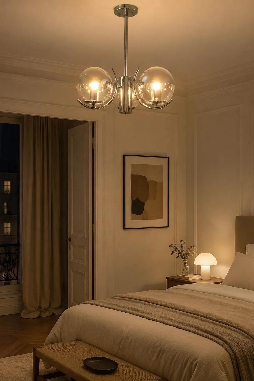 Modern Silver Glass Space Ball Chandelier - Lumpaz
