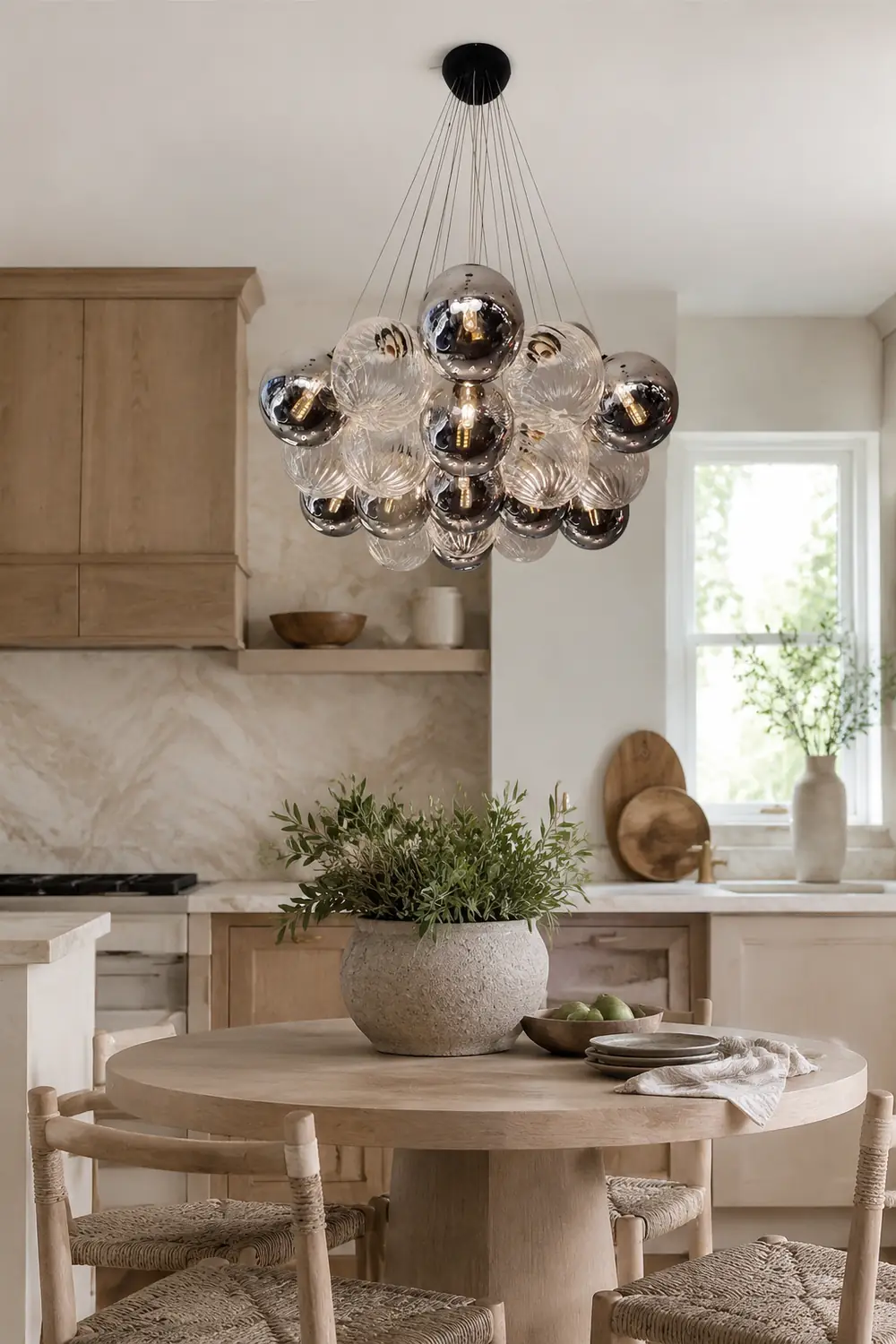 Grey Bubble Glass Ball LED Chandelier - Lumpaz