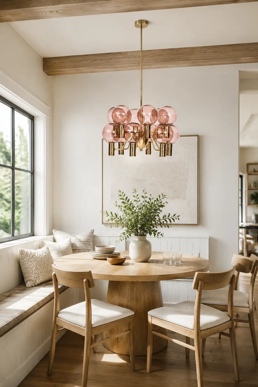 Contemporary Pink Glass 12-Bulb Decorative Chandelier - Lumpaz