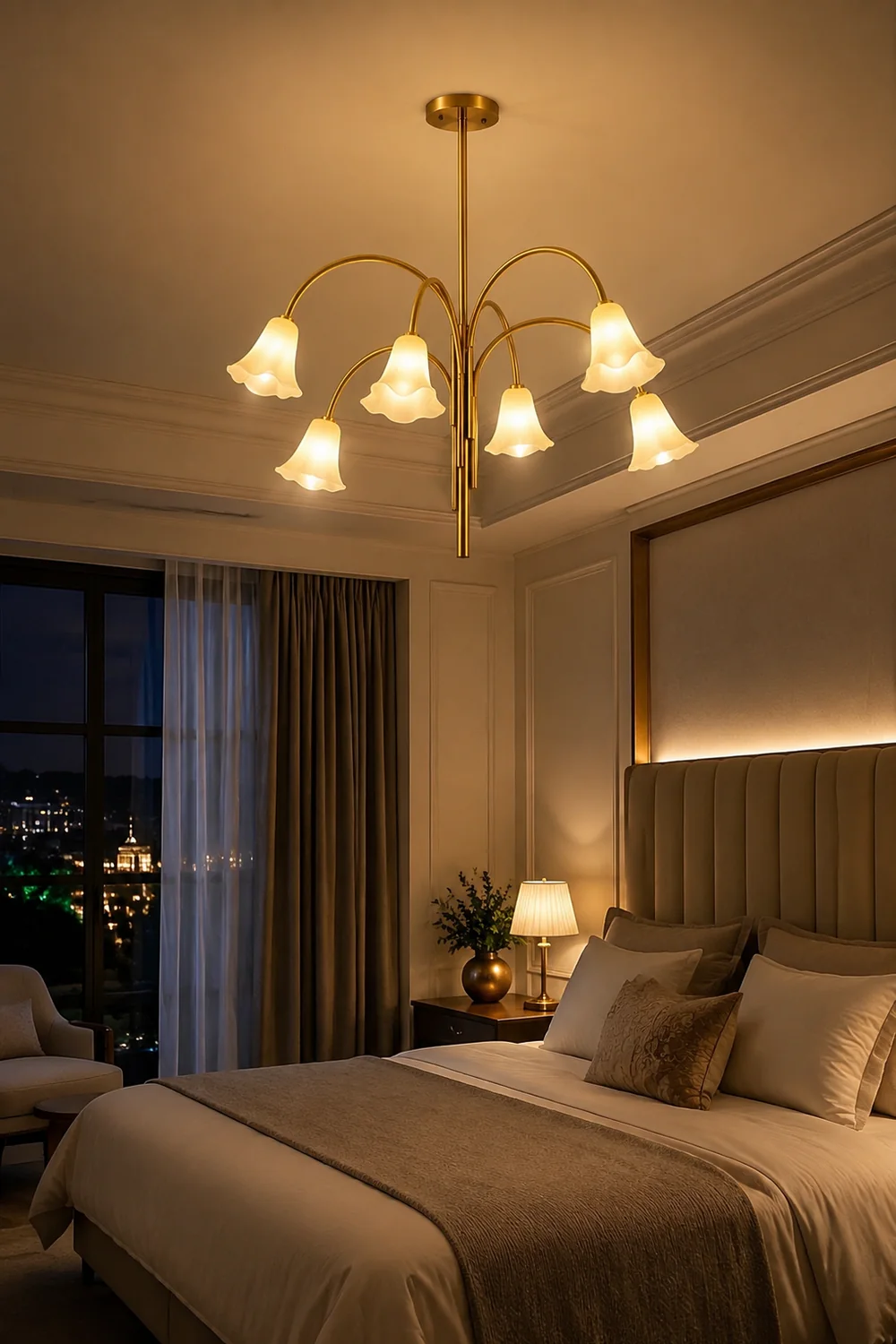 French Vintage Glass Flower Bedroom Chandelier Bauhaus Chandeliers - Lumpaz