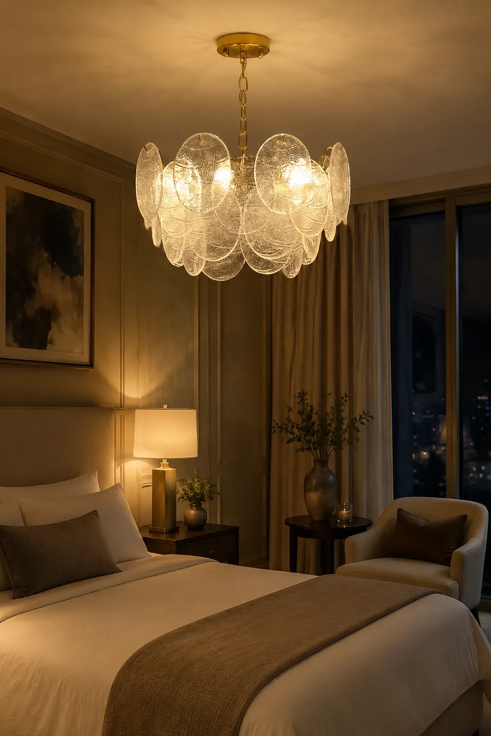 Glass Disc Pendant Light Large Ice Glass Chandelier - Lumpaz