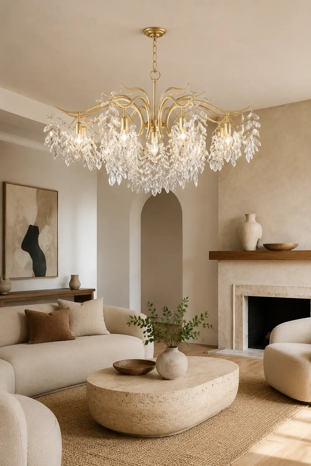 Modern Large Crystal Gold Tiered Dining Room Chandelier - Lumpaz