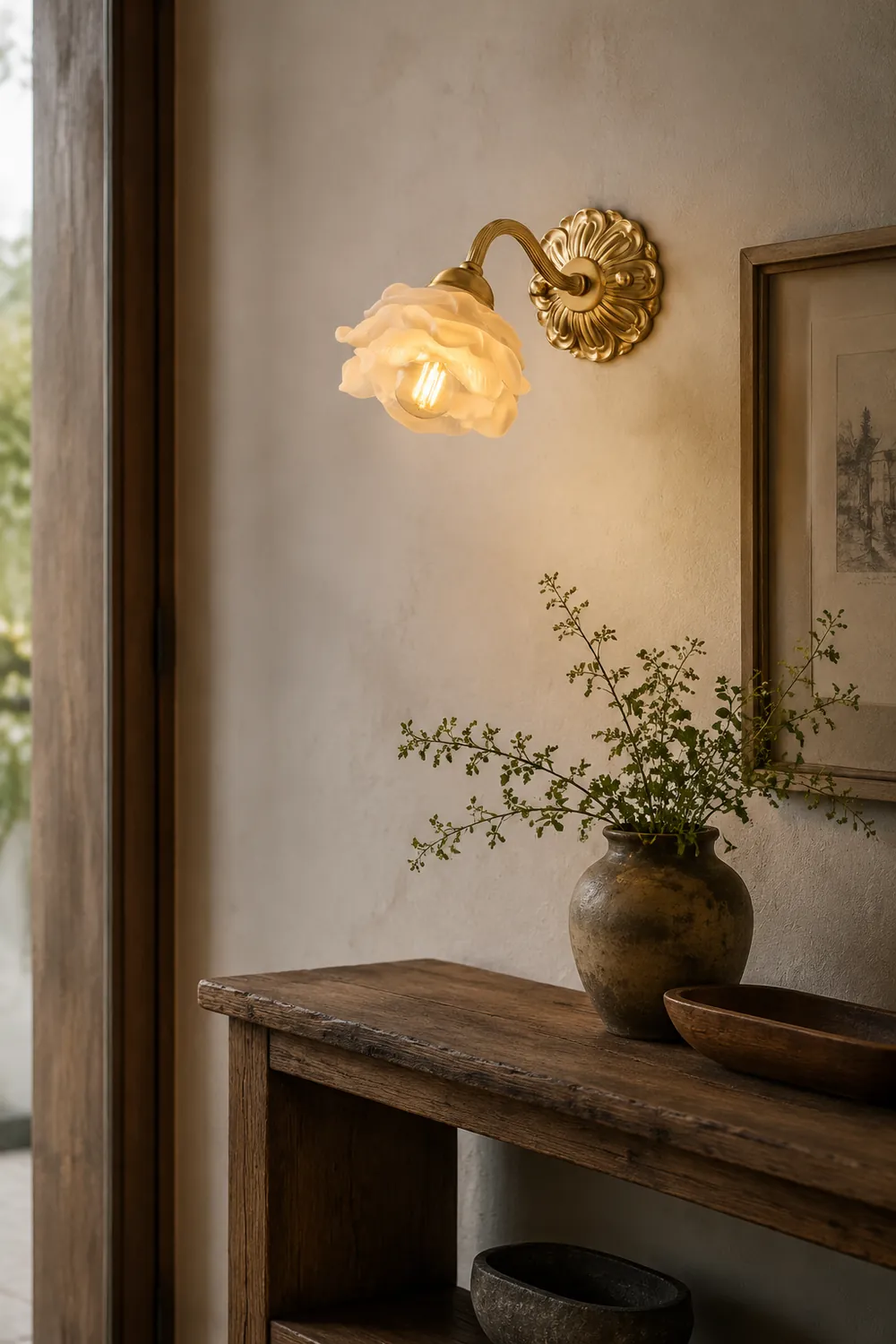 Brass Rose Wall Light - Lumpaz