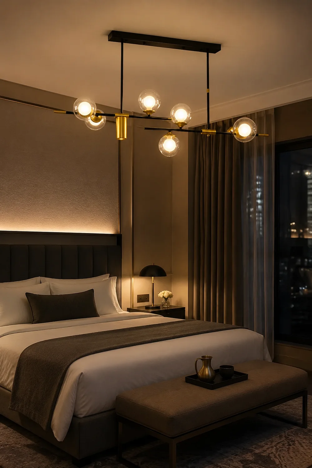 Brass Contemporary LED Chandelier Sputnik Chandelier 7-Light - Lumpaz