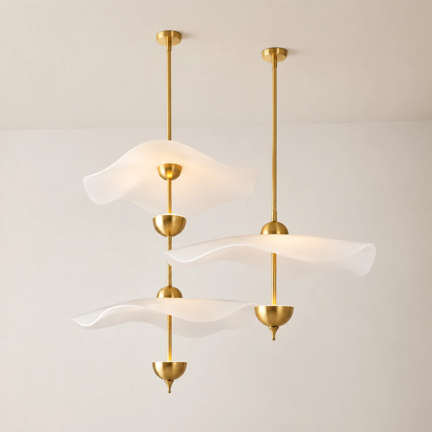 Art Deco Gold Metal Lotus Led Light Fixtures Chandeliers - Lumpaz