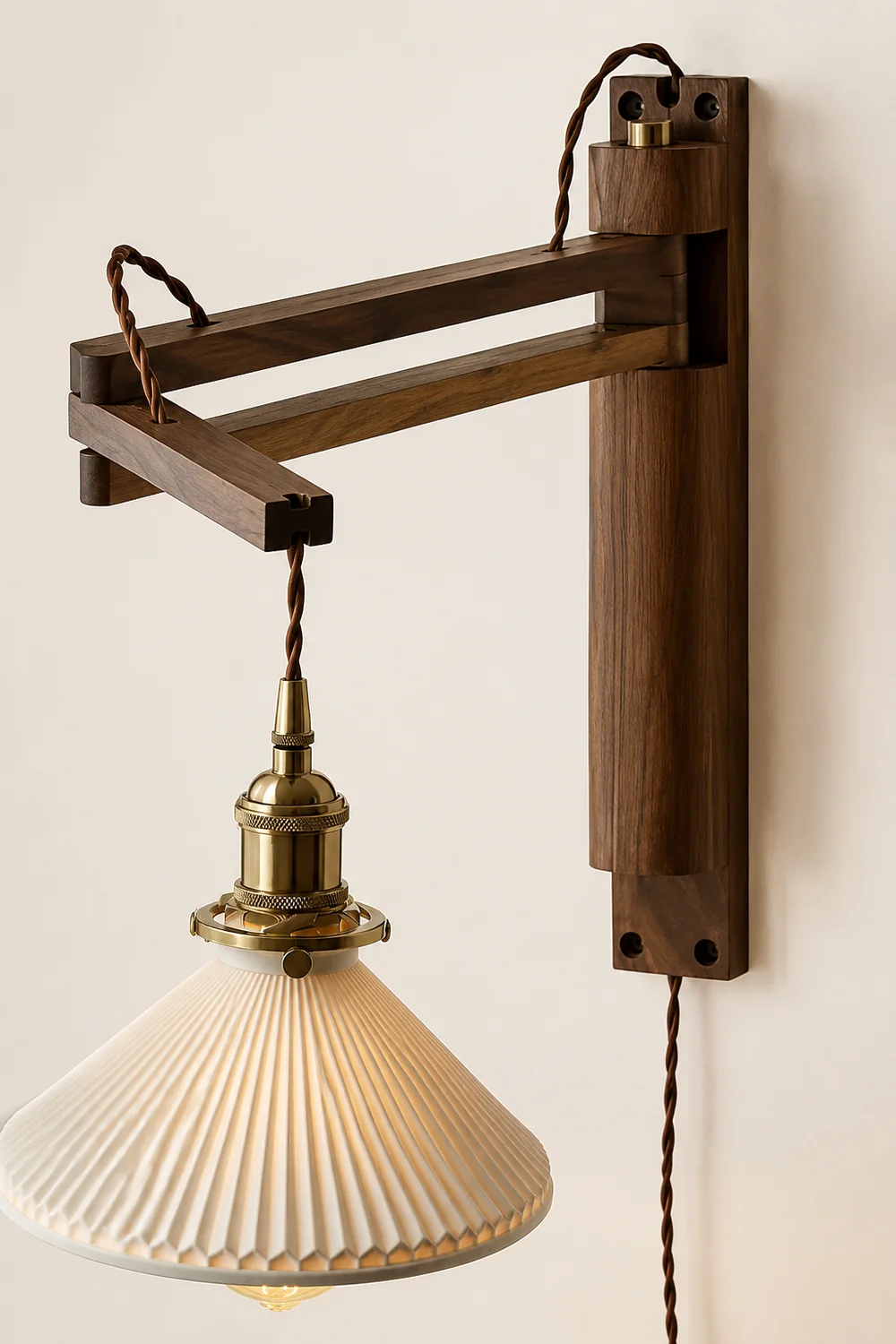 Walnut Swing Arm Wall Lamp - Lumpaz